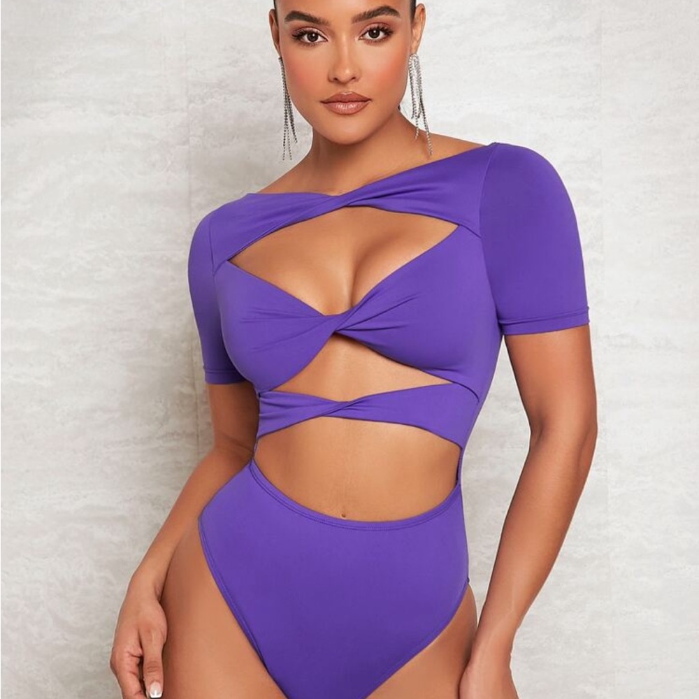 Purple Cutout Bodysuit